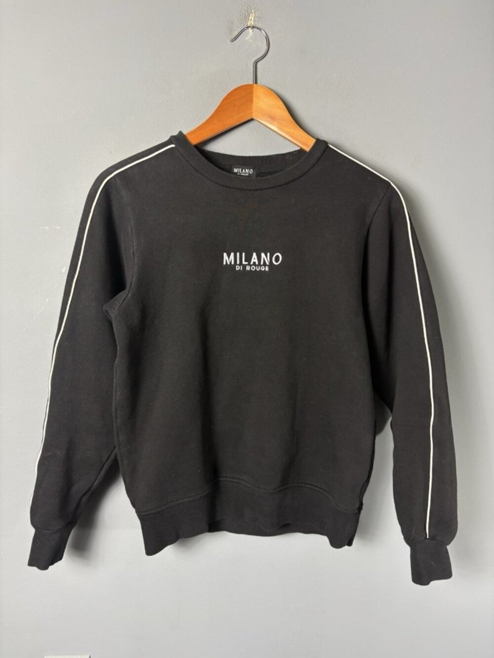 MILANO DI ROUGE Womens XS Black Logo Crewneck Sweatshirt